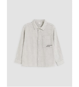 LCW Kids Ekru Ekose Gabardin Erkek Çocuk Gömlek
