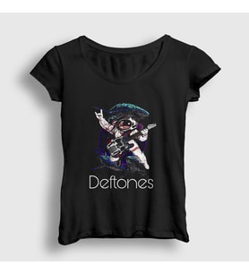 Presmono Kadın Siyah Astronaut Deftones T-Shirt 138372tt