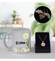 Kişiye Özel Papatya Kolye & Kişiye Özel Kupa Bardak
