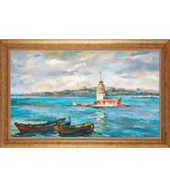 Çerçeveli Paspartulu Manzara Tablo bm0571 (Gold)