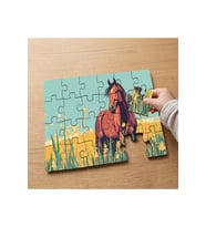 Kahverengi At Tasarımlı 24 Parça Ahşap Çocuk Puzzle MPK0218