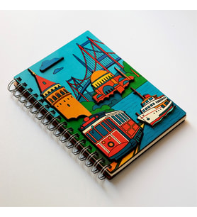 Spiralli Defter Ahşap Kapaklı, Renkli Baskı Parlak Laminasyon Boyutlu