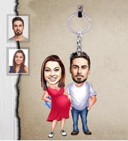 Kişiye Özel Sevgili Karikatürlü Ahşap Anahtarlık  Model 14-Eco