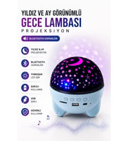 Gökyüzü Temalı Bluetooth Ve Hoparlörlü Şarjlı Çocuk Gece Lambası