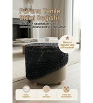 Yıkanabilir Puf Tabure Kılıfı Tak-Çıkar-Değiştir-Yenile Orta Sehpa Kılıfı By Forest Siyah