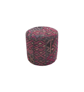 EŞSİZ EL DOKUMA MORE RENGİ ÇİÇEKLİ YÜNLÜ PUF-40X40