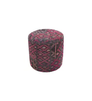 EŞSİZ EL DOKUMA MORE RENGİ ÇİÇEKLİ YÜNLÜ PUF-40X40