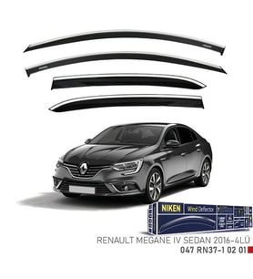 Renault Megane 4 Sd Kromlu Cam Rüzgarlığı 4'lü 2016+ (Siyah)