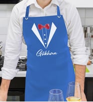 BK Gift Kişiye Özel İsimli Chef Tasarımlı Profesyonel Saks Mavi Mutfak Önlüğü, Aşçı Önlüğü, Şef Önlüğü, Arkadaşa Hediye-9