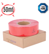 Reflektör Reflektif Petekli Şerit Bant 5 Cm x 50 Metre Kırmızı Tüvtürk Uyumlu