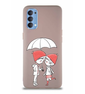 Oppo Reno 4 Soft Premier Kapak Aşk Tasarımlı Silikon Kılıf - Pudra (Şeffaf)