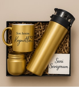 Altın Kupa Ve Termos Seti