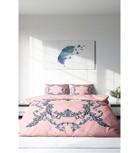 Çift Kişilik ( Lastikli Çarşaflı ) %100 Pamuk Saten Nevresim Takımı Pink Baraque