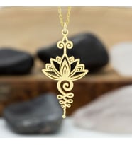 Gümüş Lotus Unalome Kolye