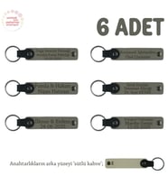 Kül Gri & Sütlü Kahve, Babalar Günü İçin Hediye, İsim Ve Özel Mesaj Yazılabilen, 6'lı Anahtarlık
