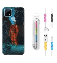 Realme C11 C21 C21Y C25Y C11 2021 Kılıf Kablo Koruma Spiral Silikon Astronot Smoke 1769
