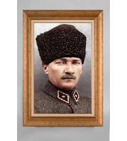 EV İŞYERİ OFİS İÇİN ALTIN ÇERÇEVELİ PASPARTULU ATATÜRK TABLO S76