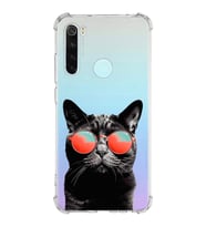 PrintiFy Xiaomi Redmi Note 8 Uyumlu Kedi 3 Baskılı Şeffaf Köşe Korumalı Antişok Kılıf