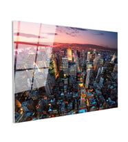 Tamperli Gerçek Cam Tablo New York Manhattan Şehir Manzarası Şehir Mimari Tablo Duvar Dekoru