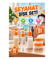 5’li Şeffaf Seyahat Kozmetik Şişe ve Kap Seti – 30 ml