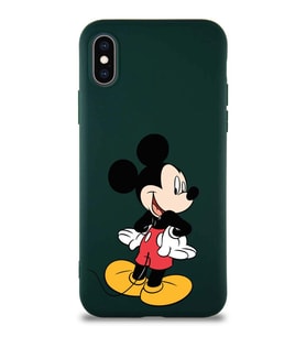 Apple iPhone XS Soft Premier Kapak Mickey Mouse-D Tasarımlı Silikon Kılıf - Yeşil (Şeffaf)