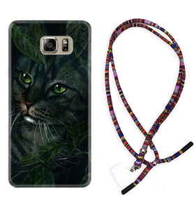 Samsung S7 Edge S20 Fe Plus Ultra S21 S22 Kılıf Boyun Asklı Rasta Silikon Flowers Cat 1345