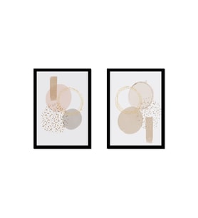 Line Art Bey Soyut İkili Çerçeveli Mdf Tablo Seti