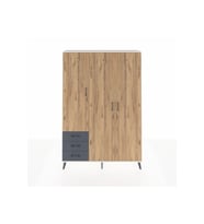 Arges Dolap 6 Raflı 3 Çekmeceli Tek Askılı 132x30x195 Aytaşı-Çam/Antrasit