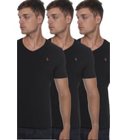 Dewberry Erkek Pamuklu V Yaka Tişört 3'lü Set Siyah-Siyah-Siyah T8568 Günlük Giyim, Casual Stil, Şehir Stili