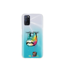 Oppo A52 ile Uyumlu Splash Tembel Hayvan Tasarımlı Şeffaf Silikon Kılıf