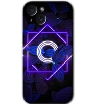 İphone 15 Kılıf HD Desen Baskılı Kılıf - Dark Neon Yaprak O Harfi