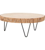 Paulownia Metal Ayaklı Kaide, 28 cm, Doğal Ahşap Rengi