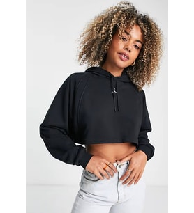 Nike Jordan Sport Fleece Crop Pullover Loose Fit Hoodie Kadın Kapüşonlu Bol Kesim Sweatshirt Siyah
