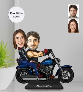 Kişiye Özel Motorcu Sevgili Ahşap Eco Biblo -4