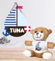 Kişiye Özel Bebek Kapı Süsü ve Peluş Ayıcık Seti – Baby Shower / Hastane Odası