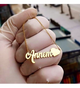 Annem Kalp Detaylı  Altın Kaplama Gümüş Kolye
