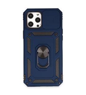 Apple İphone 12 Pro Max Kılıf Pars Lens Yüzüklü Silikon - Lacivert