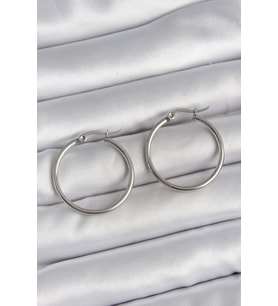 316 Çelik Gümüş Renk 27 mm Halka Model Kadın Küpe