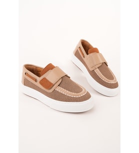 Muggo RABİDS Cırtlı Desenli Günlük Çocuk Sneaker Spor Ayakkabı (Bej)