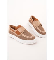 Muggo RABİDS Cırtlı Desenli Günlük Çocuk Sneaker Spor Ayakkabı (Bej)
