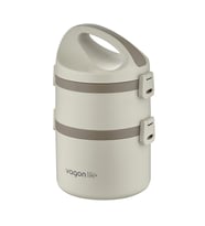 Vagonlife 1800 ML İki Kat Yuvarlak Paslanmaz Çelik Bento Lunch Box Yeni Nesil Sefer Tası-FFLBOX40130 (Bej)