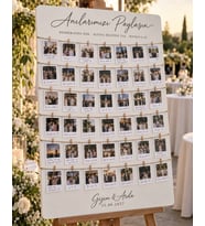 Mandallı Polaroid Anı Panosu - Kişiye Özel Düğün Fotoğraf Panosu