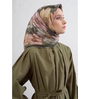 Armine Tivil Saf İpek Eşarp 9403 - 80 Yeşil Karışık Desen
