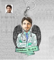 Kişiye Özel Erkek Doktor Ahşap Anahtarlık-6