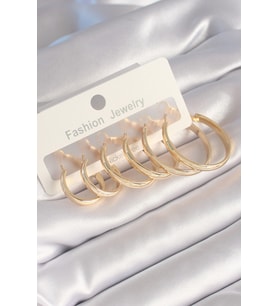Pirinç Gold Renk Halka Model Kadın Küpe Seti (Karışık)