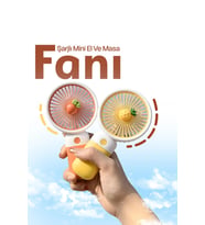3 Kademeli Meyveli Masa Standlı Model Şarjlı El Fanı Serinletici Taşınabilir Fan