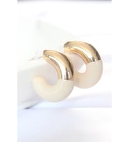 CCB Krem Gold Çift Renk Küpe
