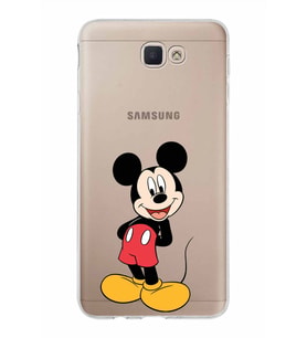 Samsung Galaxy J7 Prime Kapak Mickey Mouse Tasarımlı Şeffaf Silikon Kılıf