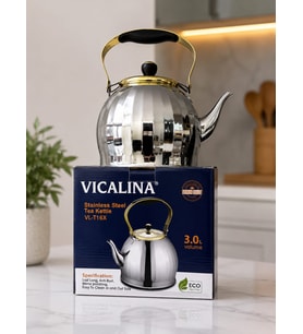 Vicalina VL-T16X 3 L Paslanmaz Çelik Çaydanlık – Aynalı Parlak Yüzey, Isıya Dayanıklı Sap