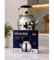 Vicalina VL-T16X 3 L Paslanmaz Çelik Çaydanlık – Aynalı Parlak Yüzey, Isıya Dayanıklı Sap